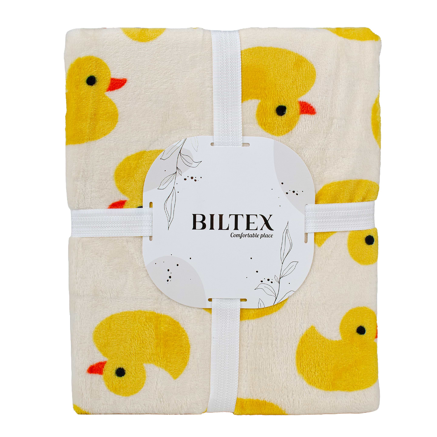 Плед двоспальний Biltex Flannel пісочний Sunny Duck 180х200 (4820298414022)